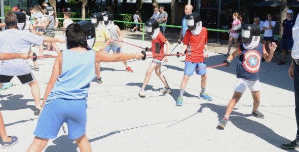Jorge Macri recibió a la esgrimista Belén Pérez Maurice en Campo Nº1