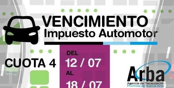 ENTRE EL 12 Y 18 DE JULIO VENCE EN LA PROVINCIA EL IMPUESTO A LOS AUTOMOTORES