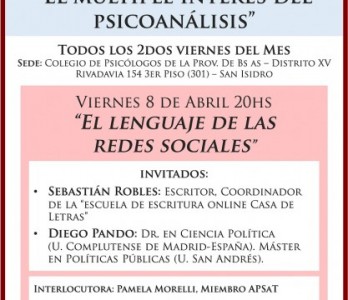 Asociación de Psicoanálisis San Fernando-Tigre invita a la charla“El lenguaje de las redes socia