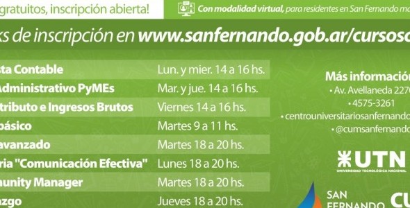 Se lanzaron nuevos cursos virtuales del Centro Universitario Municipal de San Fernando