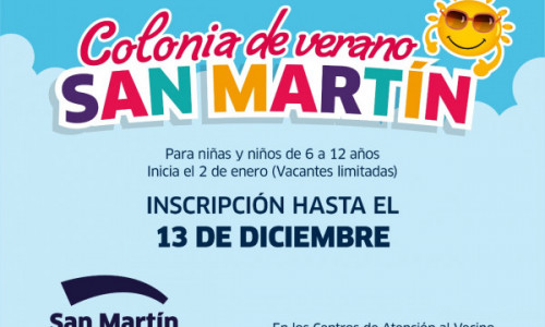 Comenzó la inscripción a la Colonia de Verano 2020 en San Martin