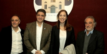 La gobernadora Vidal y Jorge Macri, junto a decenas de chicos en Cine Teatro York