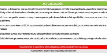 Coronavirus: confirman otros 2 casos importados en sanfernandinos y todos evolucionan favorablemente