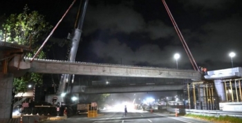 En un megaoperativo nocturno colocaron vigas de 45 toneladas 